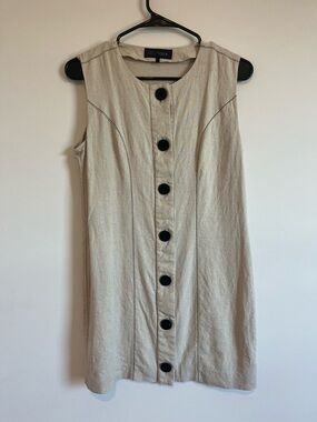ZARA Beige Button Down Old Money Mini Dress- XS